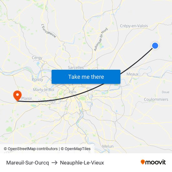 Mareuil-Sur-Ourcq to Neauphle-Le-Vieux map
