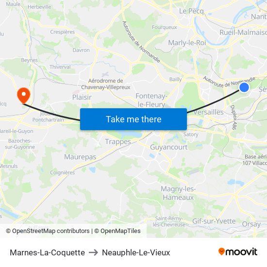 Marnes-La-Coquette to Neauphle-Le-Vieux map