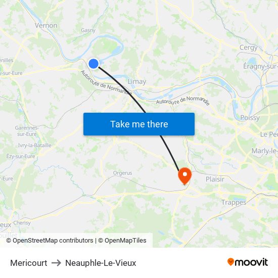 Mericourt to Neauphle-Le-Vieux map