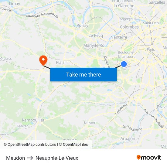 Meudon to Neauphle-Le-Vieux map