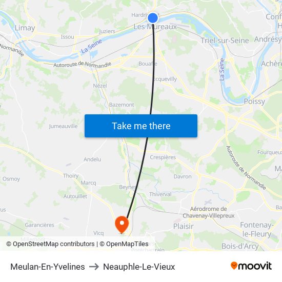 Meulan-En-Yvelines to Neauphle-Le-Vieux map