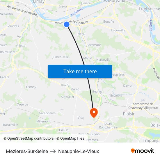 Mezieres-Sur-Seine to Neauphle-Le-Vieux map