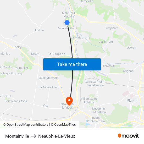 Montainville to Neauphle-Le-Vieux map