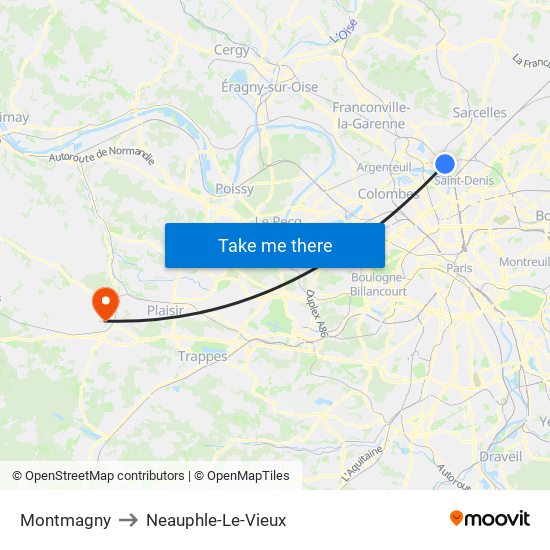 Montmagny to Neauphle-Le-Vieux map