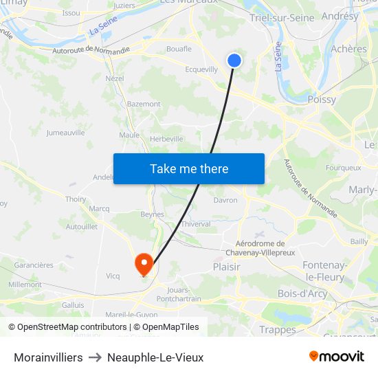 Morainvilliers to Neauphle-Le-Vieux map