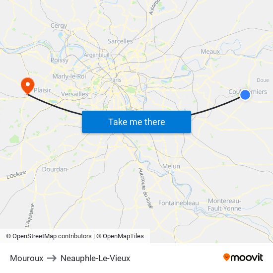 Mouroux to Neauphle-Le-Vieux map