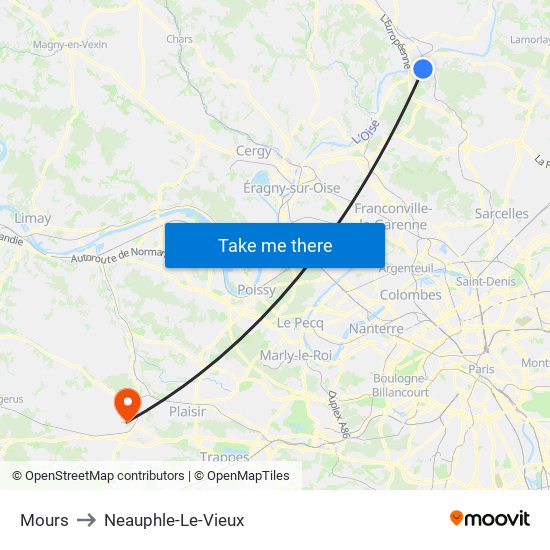 Mours to Neauphle-Le-Vieux map