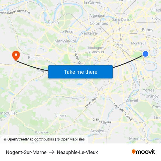 Nogent-Sur-Marne to Neauphle-Le-Vieux map