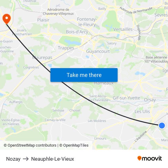 Nozay to Neauphle-Le-Vieux map