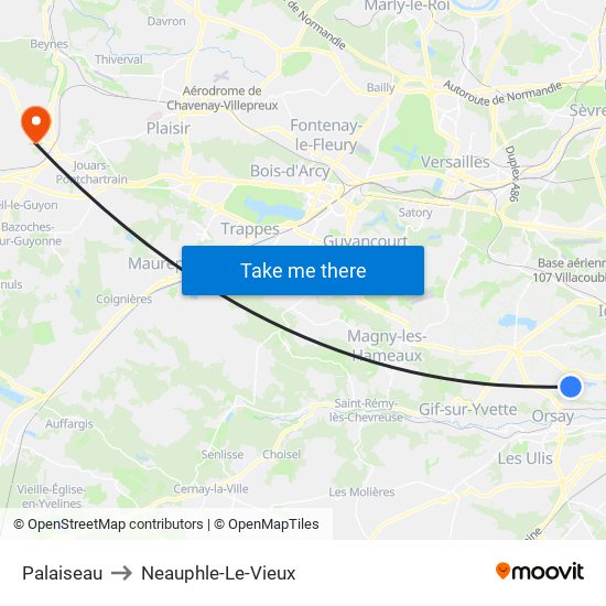 Palaiseau to Neauphle-Le-Vieux map