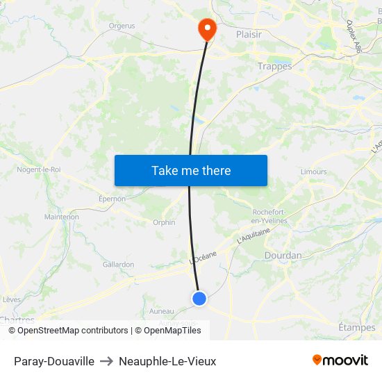 Paray-Douaville to Neauphle-Le-Vieux map