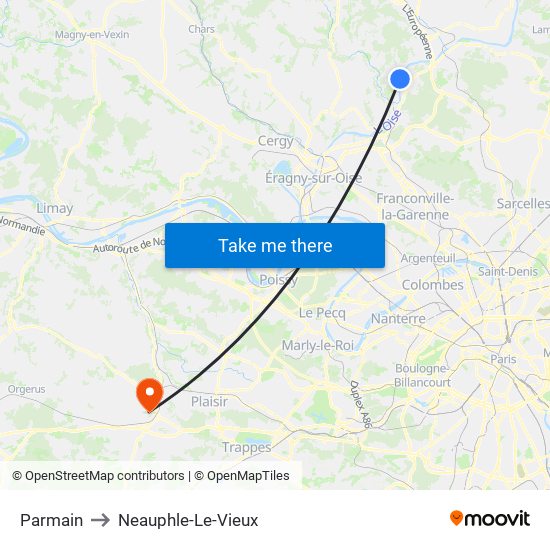 Parmain to Neauphle-Le-Vieux map