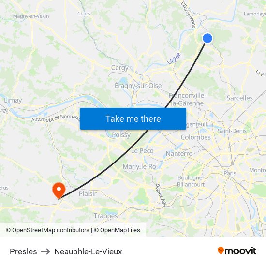 Presles to Neauphle-Le-Vieux map