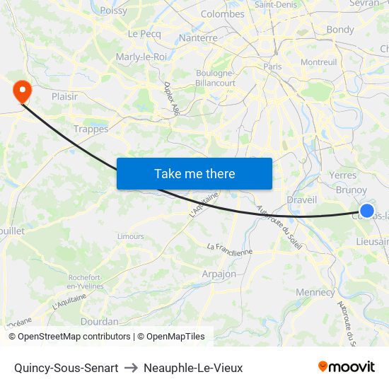 Quincy-Sous-Senart to Neauphle-Le-Vieux map