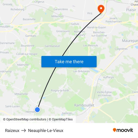 Raizeux to Neauphle-Le-Vieux map