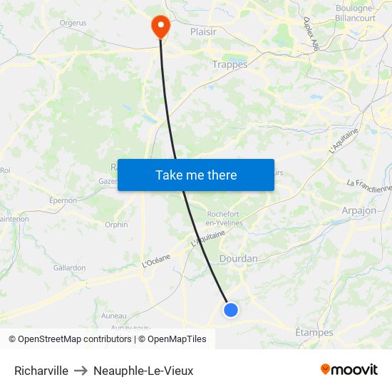 Richarville to Neauphle-Le-Vieux map