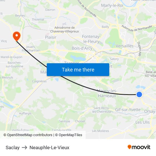 Saclay to Neauphle-Le-Vieux map