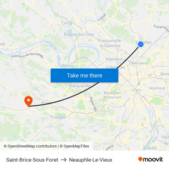 Saint-Brice-Sous-Foret to Neauphle-Le-Vieux map