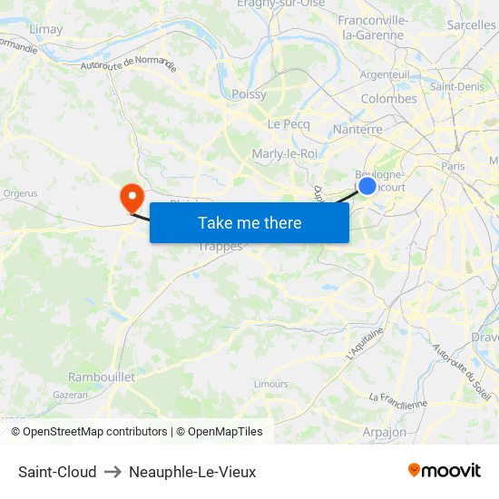 Saint-Cloud to Neauphle-Le-Vieux map