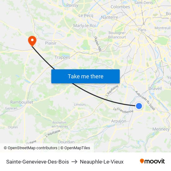 Sainte-Genevieve-Des-Bois to Neauphle-Le-Vieux map