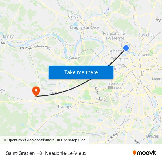 Saint-Gratien to Neauphle-Le-Vieux map