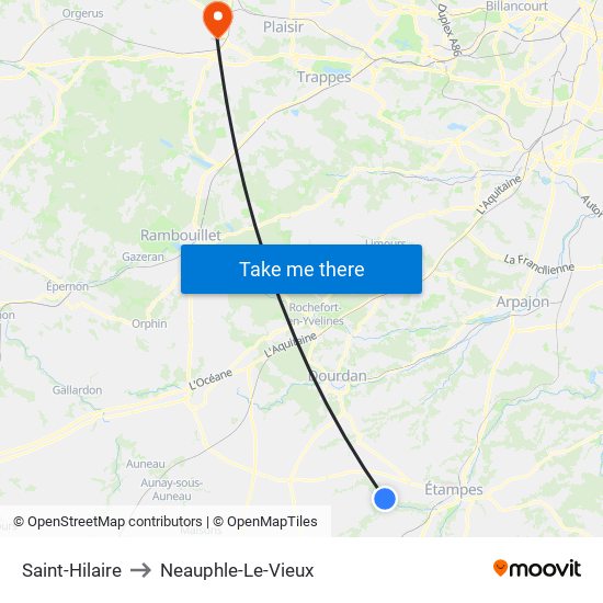 Saint-Hilaire to Neauphle-Le-Vieux map