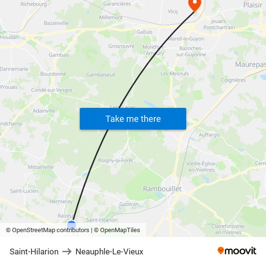 Saint-Hilarion to Neauphle-Le-Vieux map