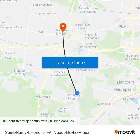 Saint-Remy-L'Honore to Neauphle-Le-Vieux map