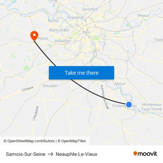 Samois-Sur-Seine to Neauphle-Le-Vieux map