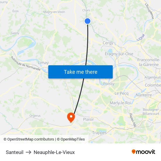 Santeuil to Neauphle-Le-Vieux map