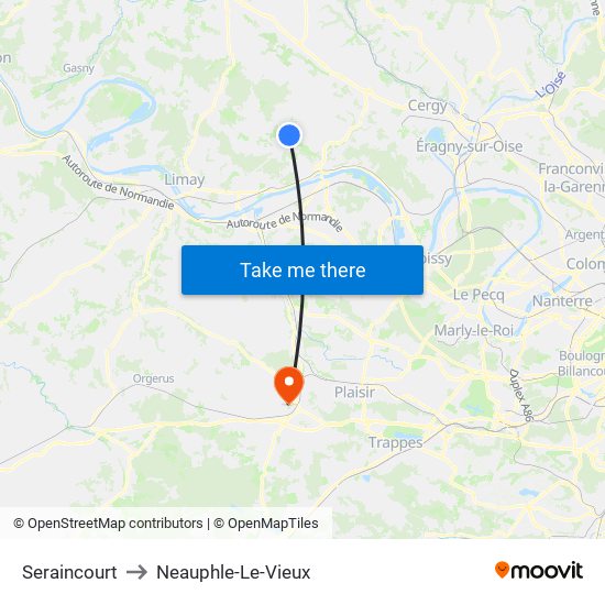 Seraincourt to Neauphle-Le-Vieux map