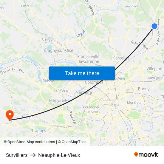 Survilliers to Neauphle-Le-Vieux map