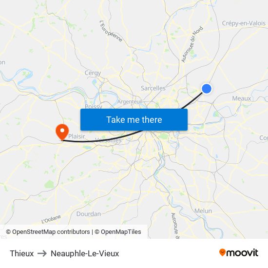Thieux to Neauphle-Le-Vieux map