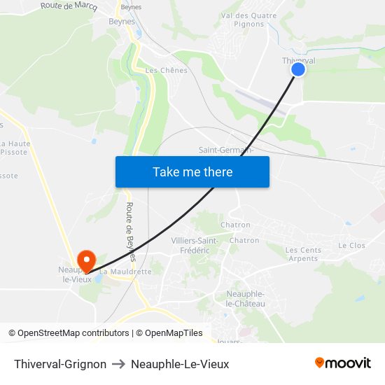 Thiverval-Grignon to Neauphle-Le-Vieux map