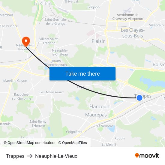 Trappes to Neauphle-Le-Vieux map