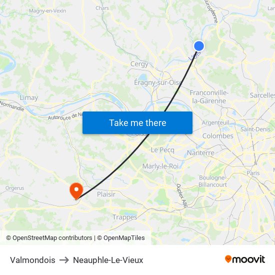 Valmondois to Neauphle-Le-Vieux map