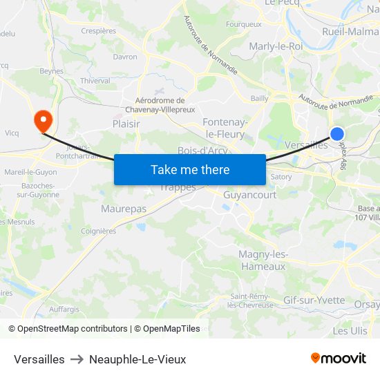 Versailles to Neauphle-Le-Vieux map