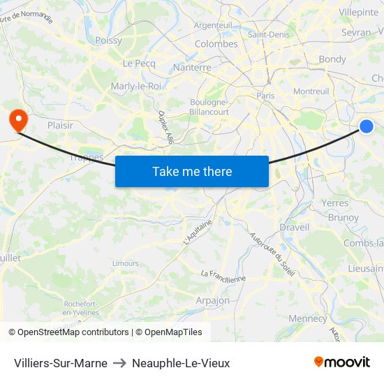 Villiers-Sur-Marne to Neauphle-Le-Vieux map