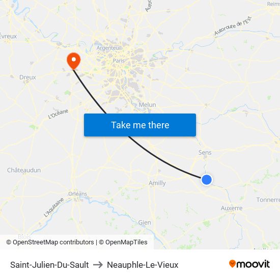 Saint-Julien-Du-Sault to Neauphle-Le-Vieux map
