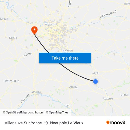 Villeneuve-Sur-Yonne to Neauphle-Le-Vieux map
