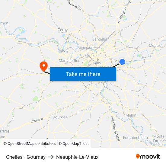Chelles - Gournay to Neauphle-Le-Vieux map