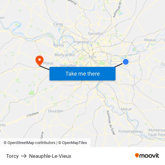 Torcy to Neauphle-Le-Vieux map