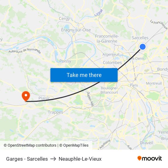 Garges - Sarcelles to Neauphle-Le-Vieux map