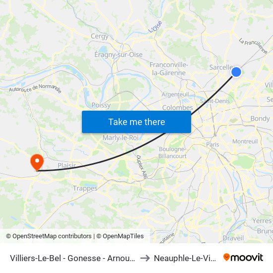 Villiers-Le-Bel - Gonesse - Arnouville to Neauphle-Le-Vieux map
