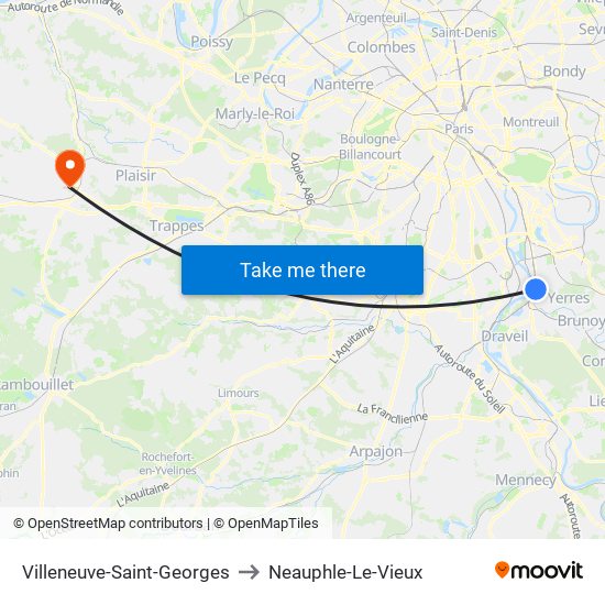 Villeneuve-Saint-Georges to Neauphle-Le-Vieux map