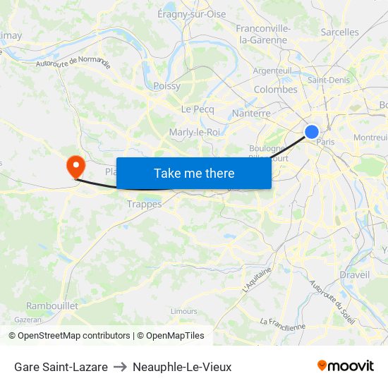 Gare Saint-Lazare to Neauphle-Le-Vieux map