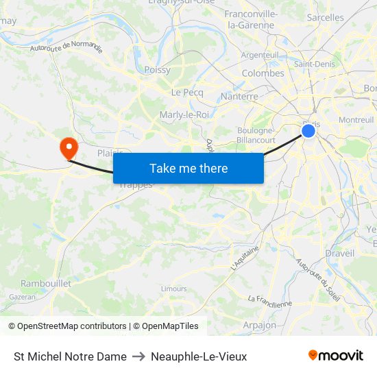 St Michel Notre Dame to Neauphle-Le-Vieux map