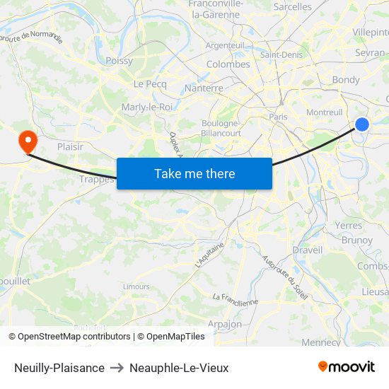 Neuilly-Plaisance to Neauphle-Le-Vieux map