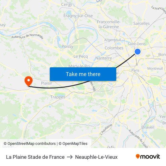 La Plaine Stade de France to Neauphle-Le-Vieux map