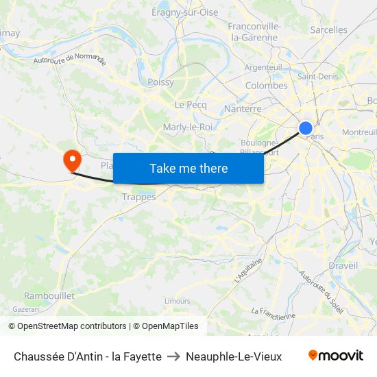Chaussée D'Antin - la Fayette to Neauphle-Le-Vieux map